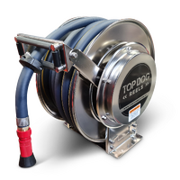 Stainless Steel Spring Rewind Hose Reel. 20M of 25mm hose.