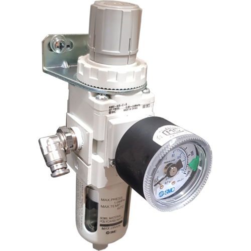 Compact Filter Regulator with gauge and mounting bracket 1/4 ports
