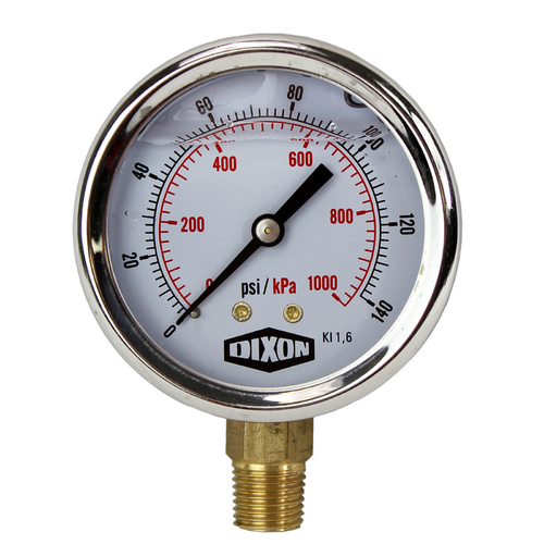 "Water and Air Pressure Gauge, 1/4"" 0-140PSI"